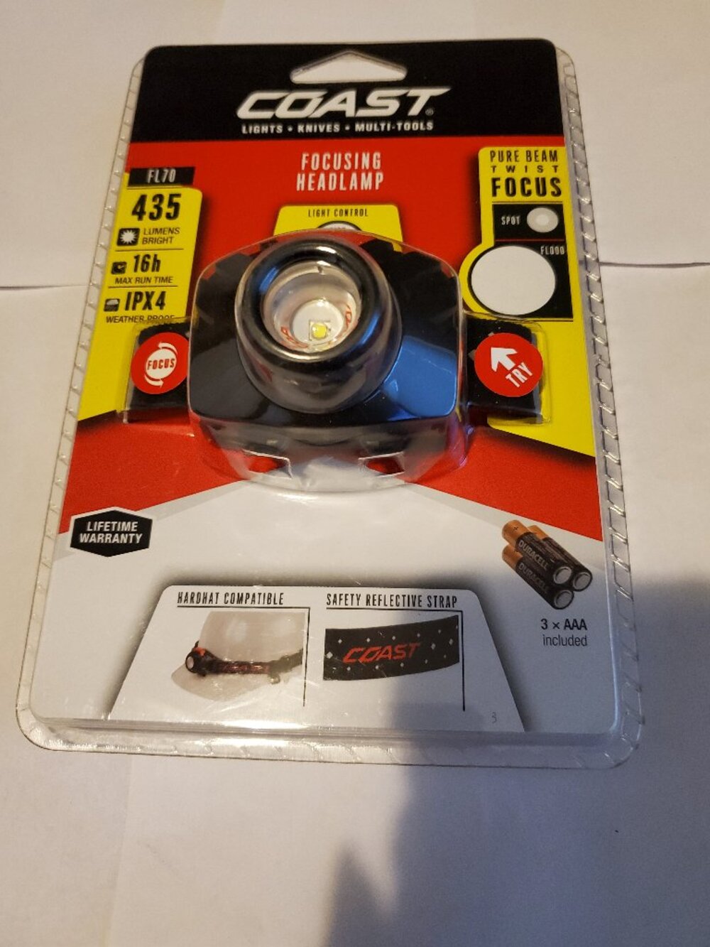 NEW COAST FL70 FOCUSING HEADLAMP HEAD LAMP 435 LUMENS BRIGHT
